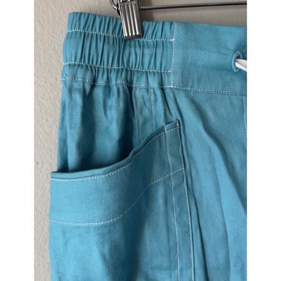 Maeve Linen Blend Shorts Women’s Size Medium High Rise Blue White Anthropologie - Picture 4 of 8